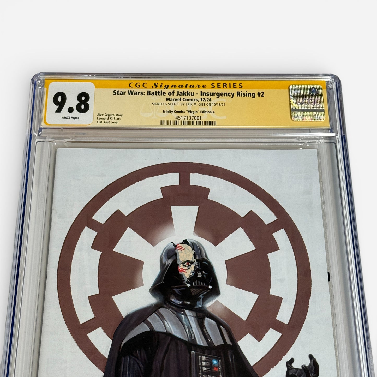 Star Wars Battle of Jakku #2 CGC SS 9.8 - Signed & Sketch Duel's End Remark by E.M. Gist LTD 800