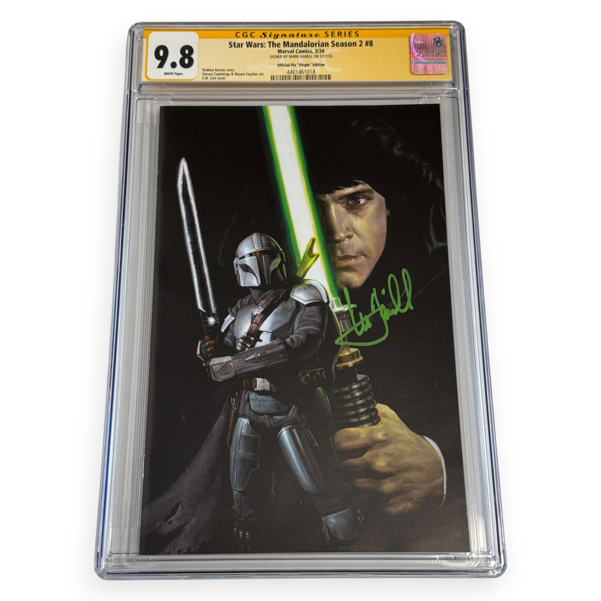 CGC SS 9.8 Star Wars Mandalorian S2 #8 Signed By Mark Hamill - E.M. Gist Cover