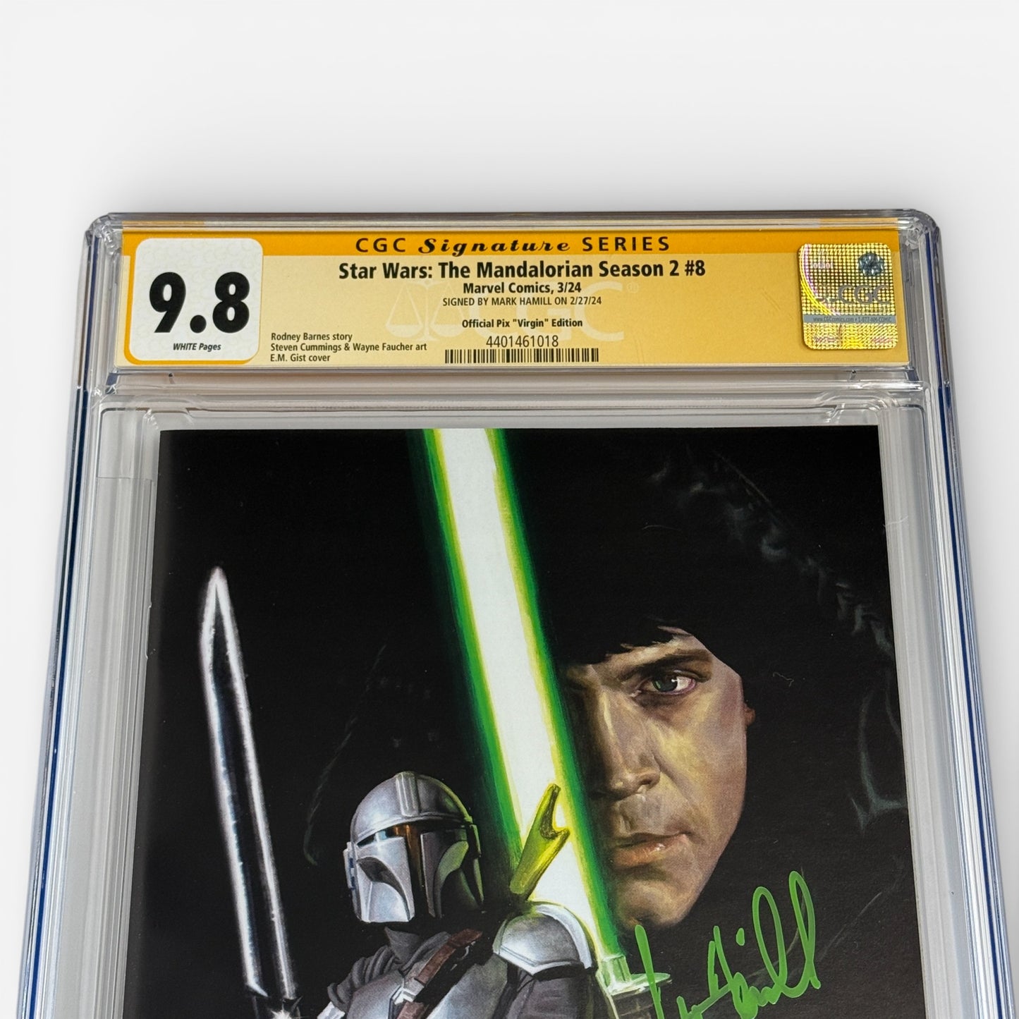 CGC SS 9.8 Star Wars Mandalorian S2 #8 Signed By Mark Hamill - E.M. Gist Cover